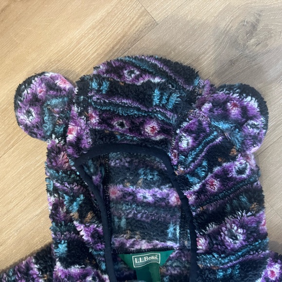 L.L.Bean Hi-Pile Fleece Jacket 6-12 Months Purple & Black Pattern - Picture 2 of 6